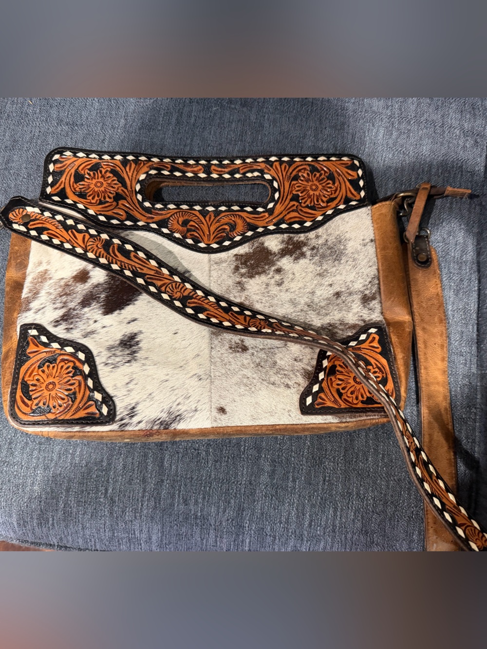 Amelia Handcrafted Cowhide Tooled Leather Bag crossbody/purse
